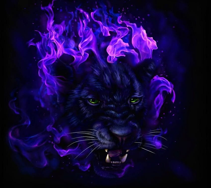 Neon Panther Animal, Purple Animal HD wallpaper