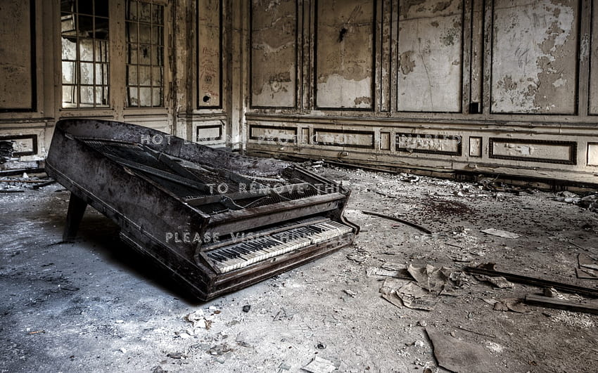 abandoned piano decayed fragmented room HD wallpaper