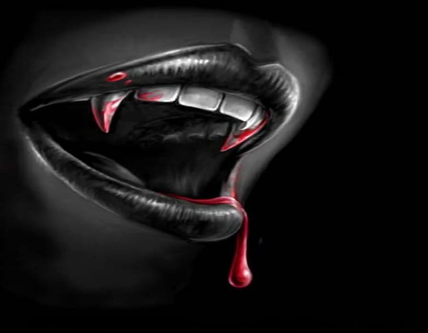 BITE, gigi, bibir, darah, vampir, mulut Wallpaper HD