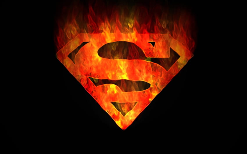 superman on fire, superman, abstract, logo, fire HD wallpaper
