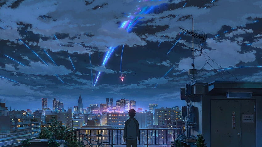 : Il tuo nome, Kimi no Na Wa, Makoto Shinkai, notte stellata. Scenario anime , Il tuo nome , Scenario , Il tuo nome PC Sfondo HD