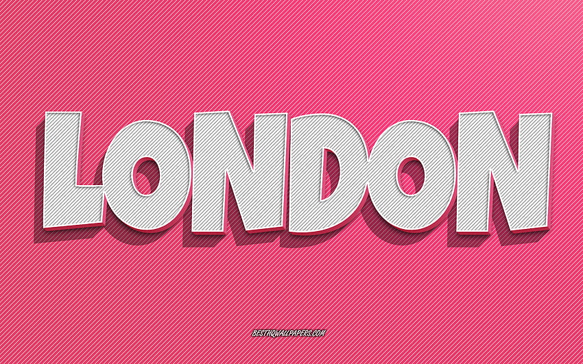 London, pink lines background, with names, London name, female names, London greeting card, line art, with London name HD wallpaper
