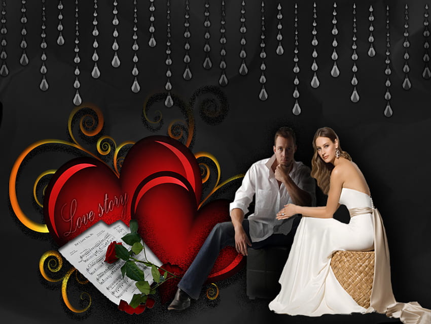 love story, and, roses, love, men, women HD wallpaper