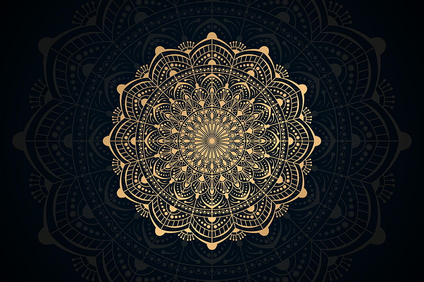 Gold lace mandala design on dark mandala background 1101257 Vector Art at Vecteezy, Mandala Dark HD wallpaper