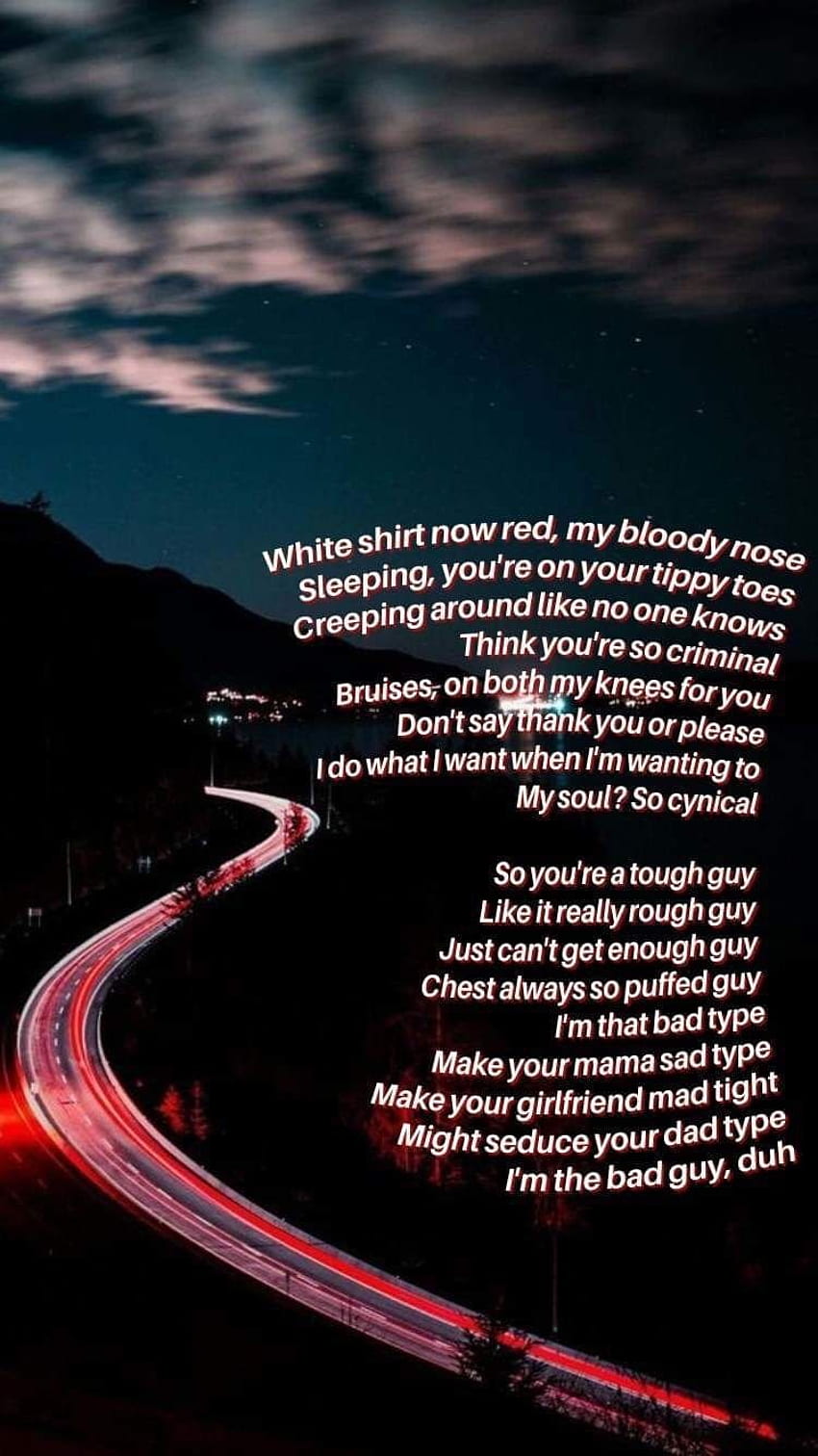Ԋ͙iPhone lockscreen┊͙. Song lyrics , Bad things lyrics, Billie eilish, Sad  Song HD phone wallpaper | Pxfuel