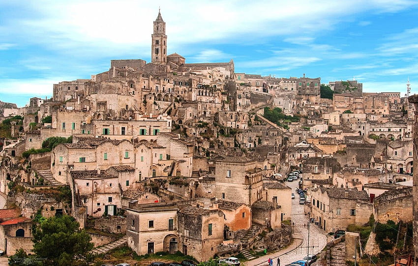 mountain, home, Italy, street, Apulia, Mater, Matera in Puglia for , section город HD wallpaper
