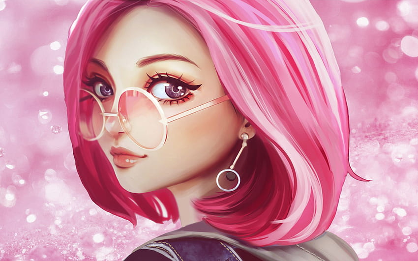 Pink Hair Gafas de sol Fantasy Girl Macbook Pro Retina , , y fondo de pantalla