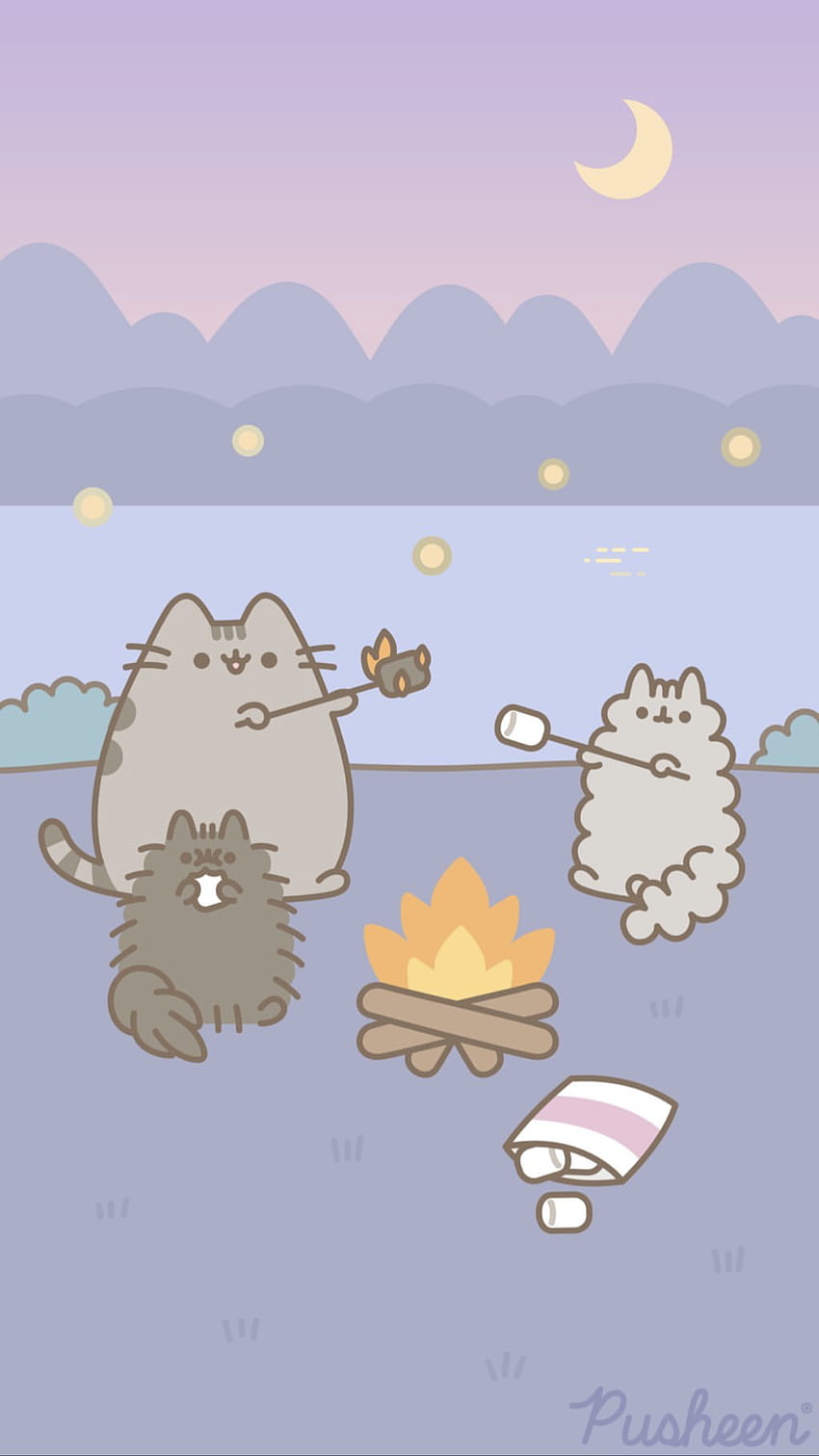 Pusheen the cat iphone camping summer. Pusheen cute, Pusheen, Cute cartoon, Cute Kawaii Summer HD phone wallpaper