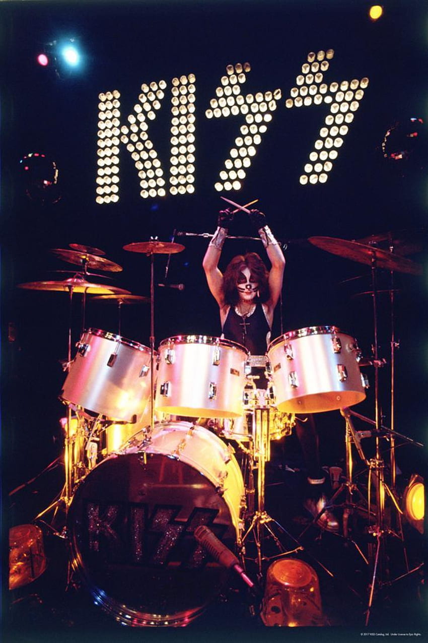 KISS - Peter Criss 1973 Classic Rock Drummer Poster Wall Art By Epic Rights HD phone wallpaper
