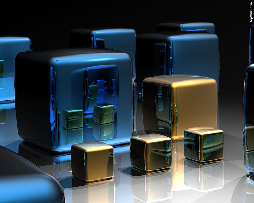 3D 큐브, 블루, 큐브 HD 월페이퍼