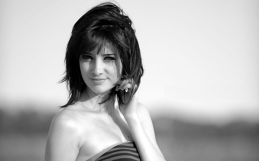 Susan Coffey, celebrity, black and white, red hair, beautiful, models, people HD wallpaper
