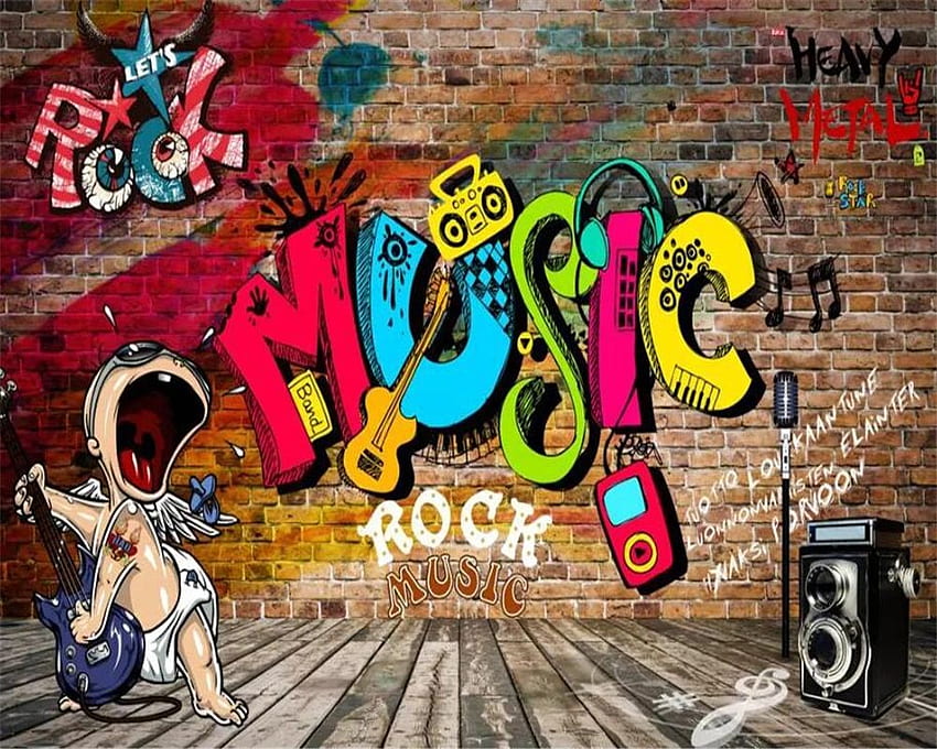 Beibehang Large 3D Retro vintage music graffiti bar background wall for walls 3 d Custom 3D mural. . - AliExpress HD wallpaper