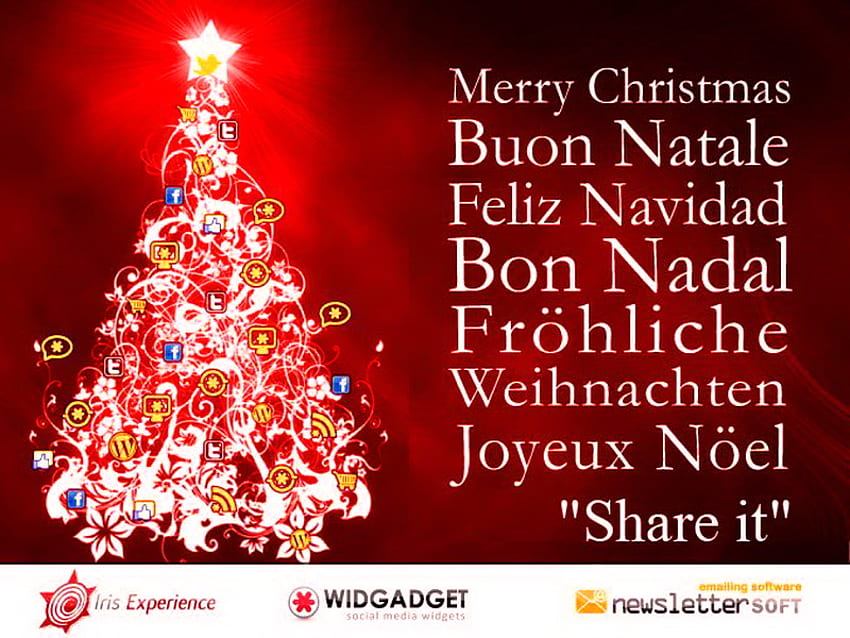 Christmas wishes, merry christmas, languages, sharing, red, silver, tree HD wallpaper