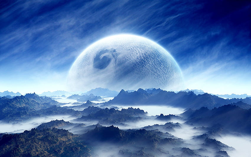 Planeta Congelado. Ficção científica, paisagem de fantasia, fundo do espaço, terra congelada papel de parede HD