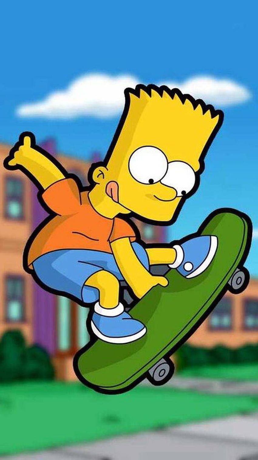 bart simpson, Cartoon Skateboard HD phone wallpaper
