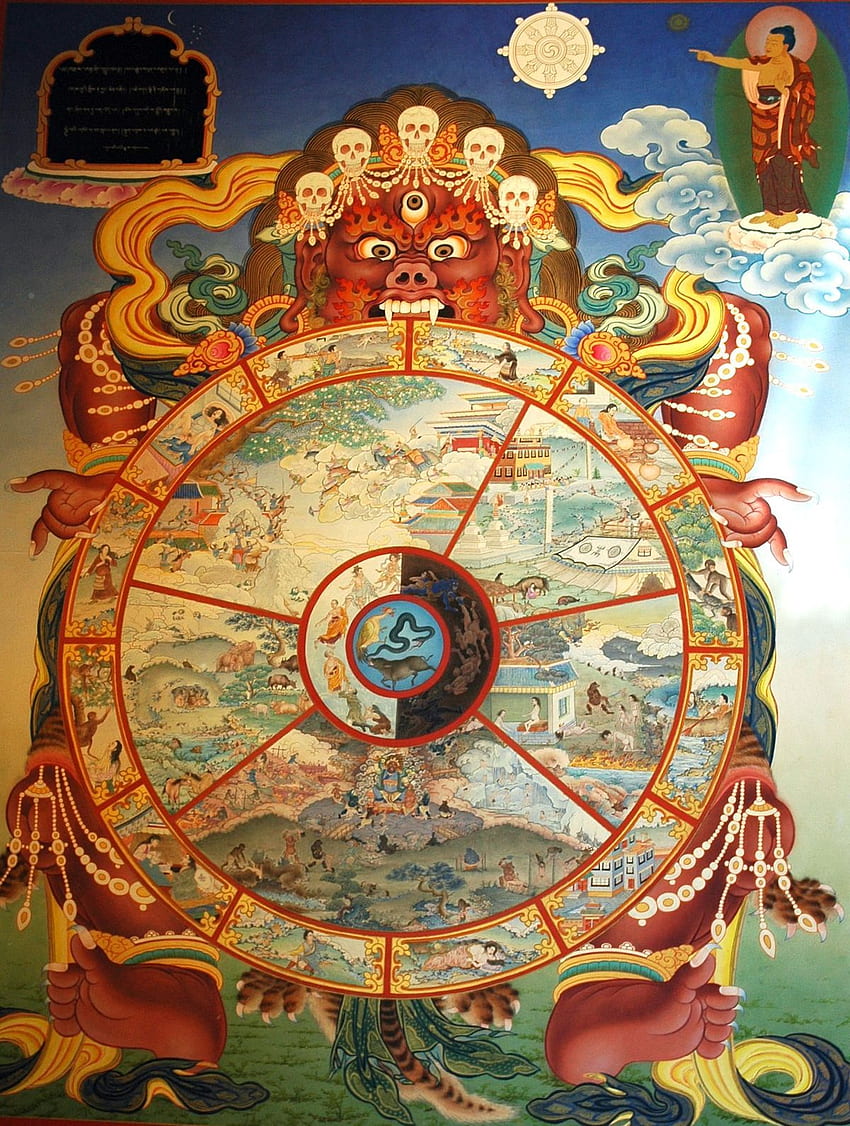 生命の輪 - 仏教百科事典、チベット仏陀 HD電話の壁紙