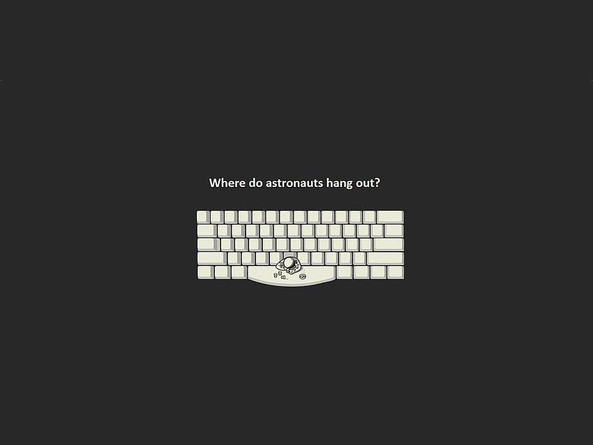 Outer space minimalistic dark white keyboards bar funny astronauts HD wallpaper