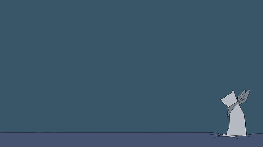 blau, minimalistisch, Katzen, Nichijou, Sakamoto, Schals, Himmelslandschaften HD-Hintergrundbild