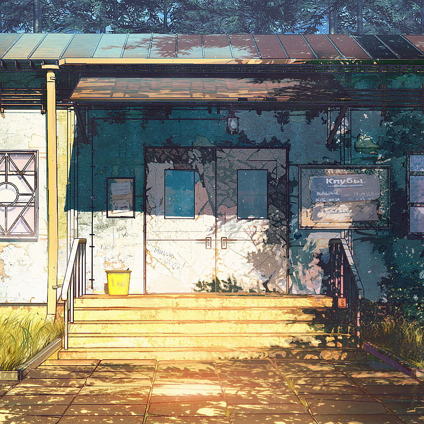 Camp Wood House Anime Illustration Art iPad Air , Anime Mansion HD phone wallpaper