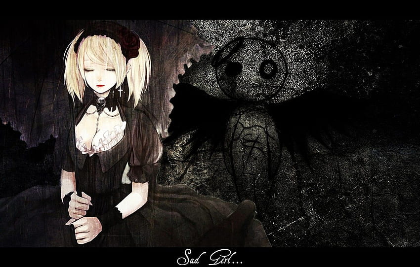Wall, Skull, Angel, Chain, Symbol - Gothic Lolita Anime -, Sad Gothic HD wallpaper