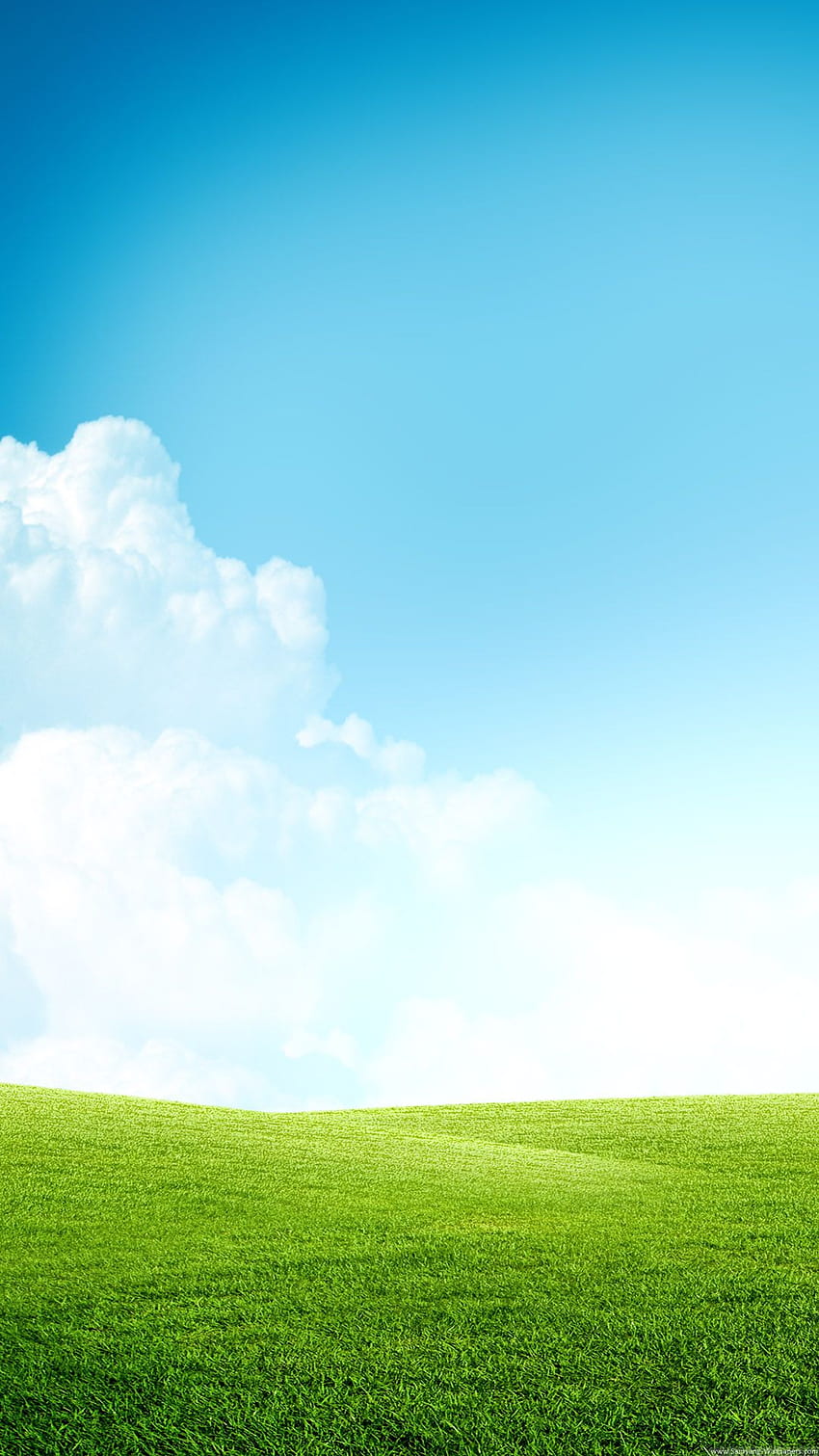 Трева Поле Синьо Небе Облаци iPhone 6 Plus - . iPhoneWalls HD тапет за телефон