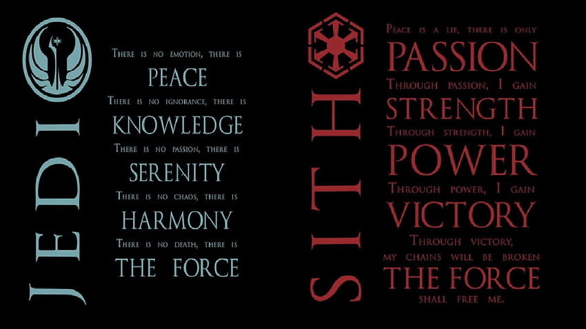 Put the Jedi & Sith Codes together for my HD wallpaper