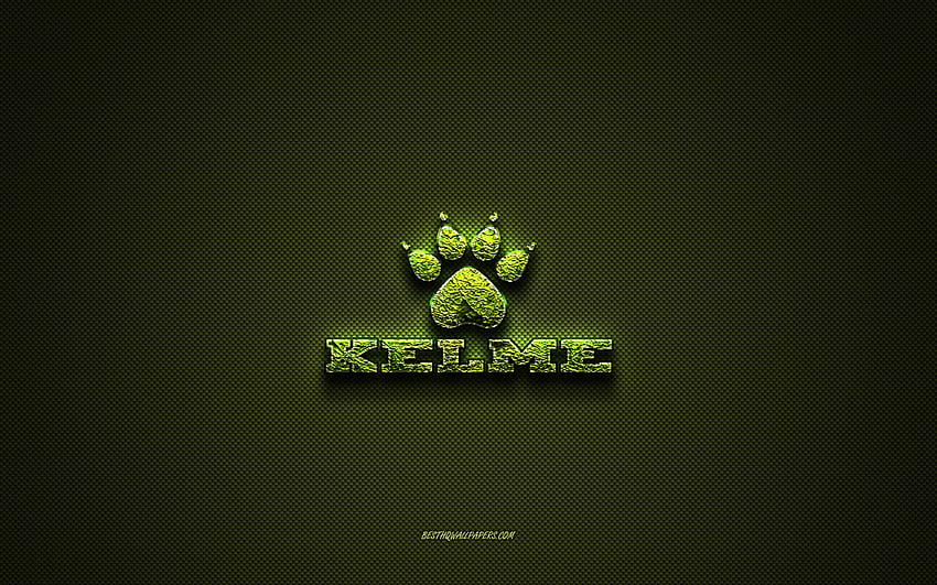 Kelme logo, green creative logo, floral art logo, Kelme emblem, green carbon fiber texture, Kelme, creative art HD wallpaper