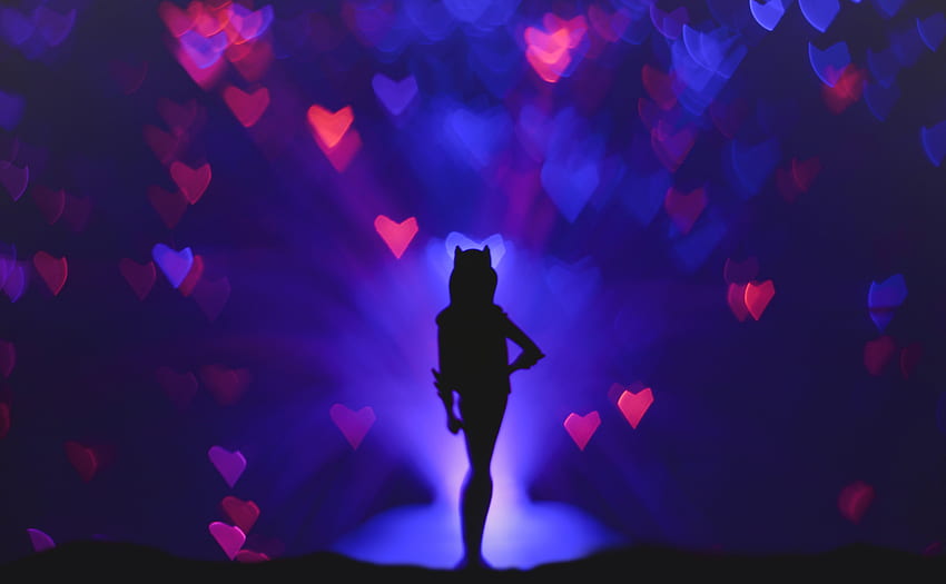 Hearts, Dark, Glare, Silhouette, Bokeh, Boquet HD wallpaper