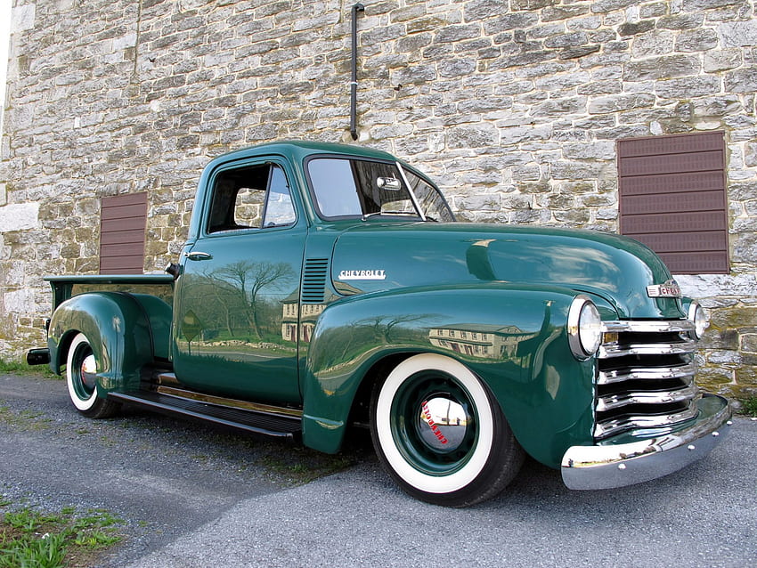 52-Chevy-Pickup, Truck, Grün, Whitewalls, Classic HD-Hintergrundbild