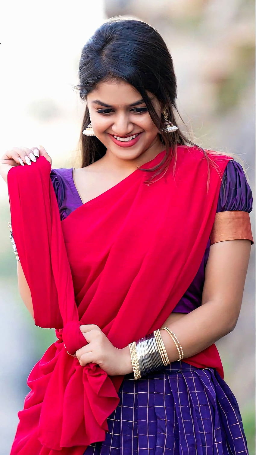 Sanjana Anand, aktorka kannada, piękna sari Tapeta na telefon HD