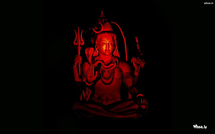 ソムナス シヴァ神像、赤い光のフラッシュ、完全に暗い背中、ソムナス・マハデフ 高画質の壁紙