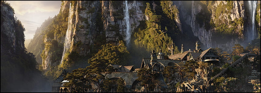The Hobbit Trilogy / Rivendell Assorted views, Daniel Bayona, Imladris HD wallpaper