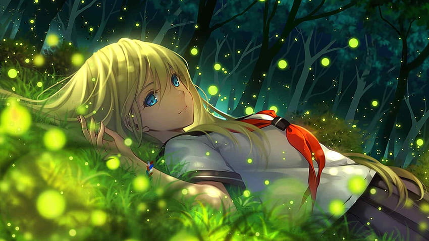 everlasting summer, girl, anime, grass HD wallpaper