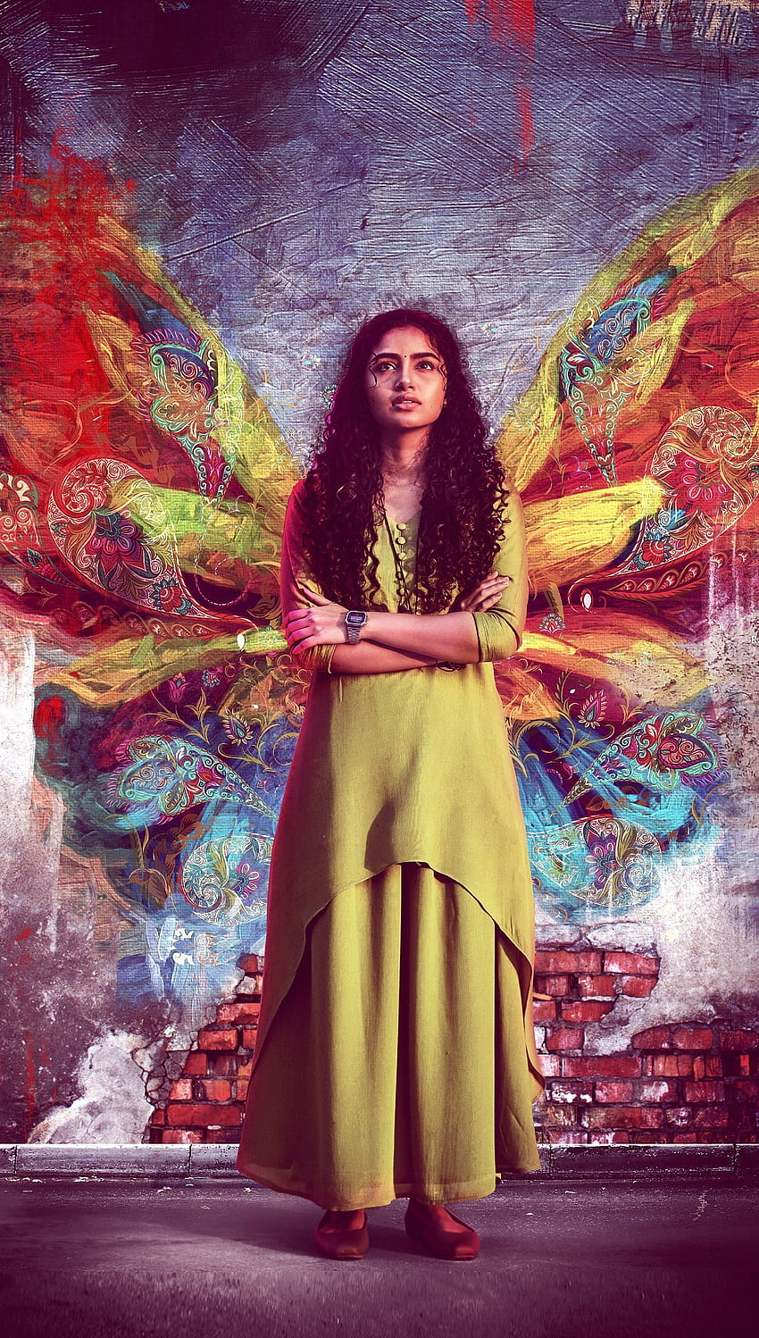 Anupama parmeshwaran, magenta, pink, movie, butterfly HD phone wallpaper
