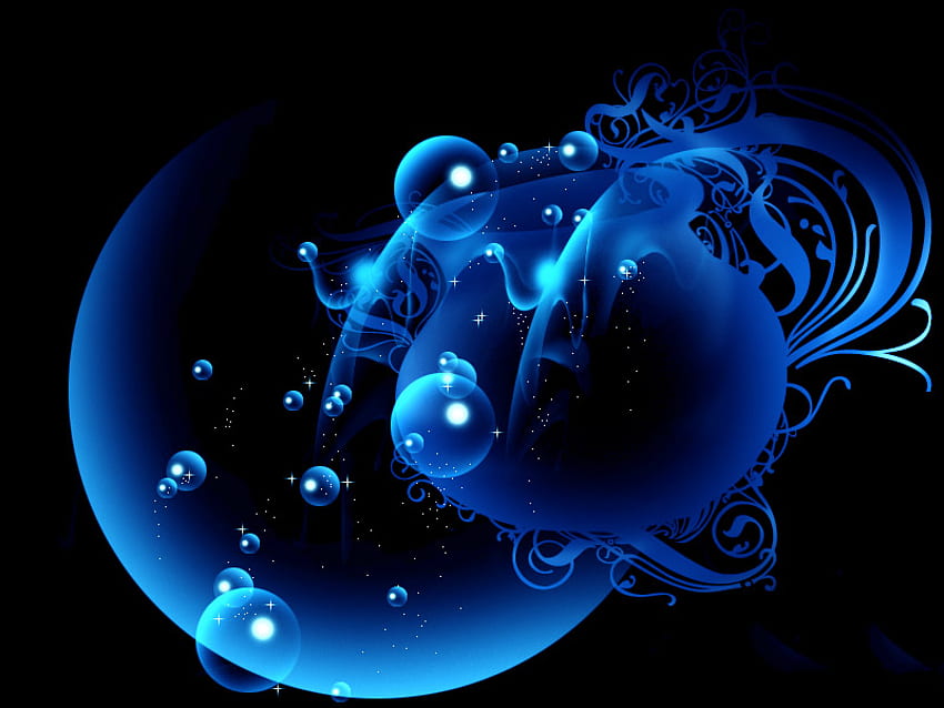In the blue, blue, cauldron, swirls, bubbles HD wallpaper