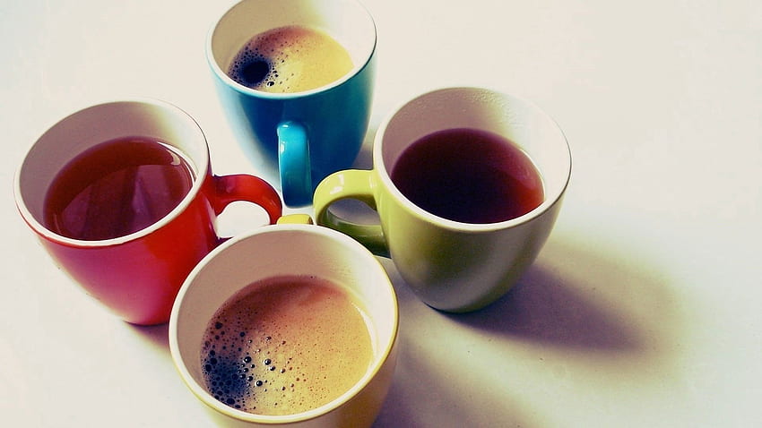 Храна, кафе, многоцветни, чай, чаши, чаши HD тапет