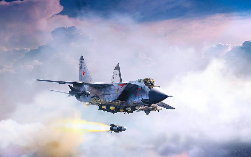 Mikoyan MiG-31, fighter aircraft, airplane, clouds HD wallpaper