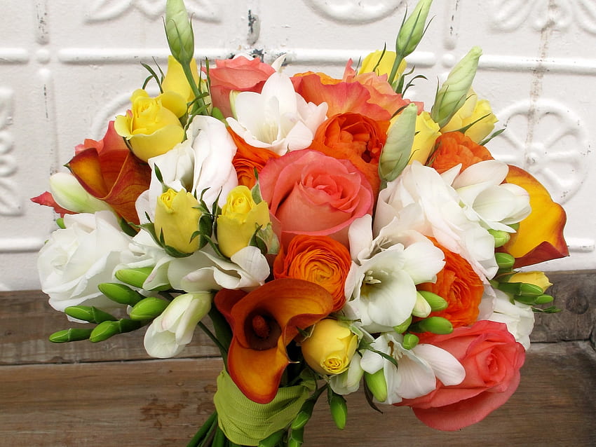 Flores, Rosas, Beleza, Bouquet, Calla, Botões, Callas papel de parede HD
