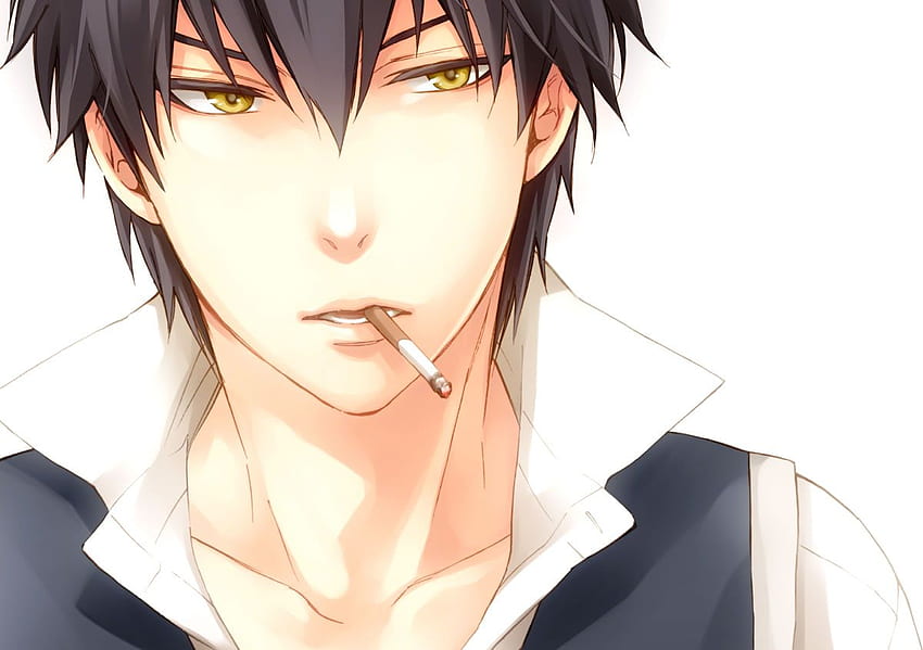 Anime Guys - Anime Black Hair Yellow Eyes Boy,, Anime Smoking Fond d'écran HD