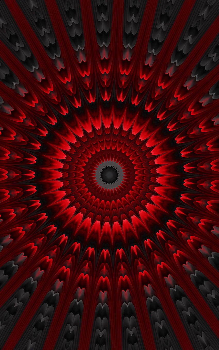 Red circles, pattern, mandala, fractal, art HD phone wallpaper