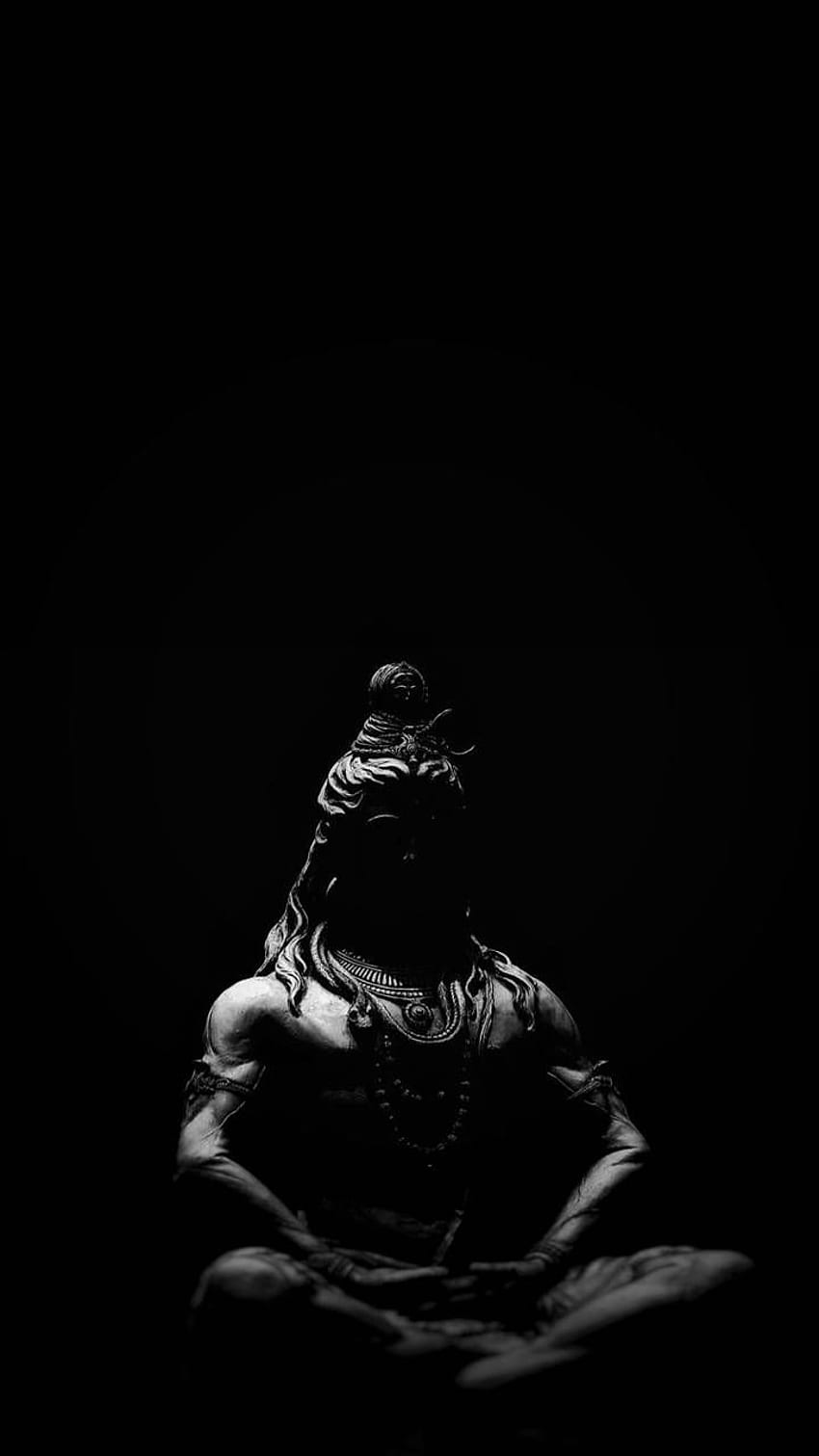 Черен фон Adiyogi Ultra Lord Shiva - Novocom.top, статуя на Шива HD тапет за телефон