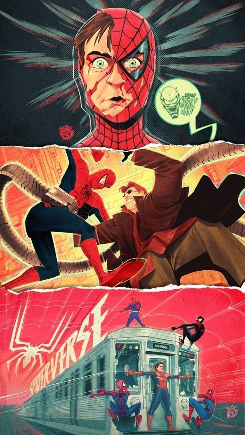 Spider verse, red, Spider-man, Doc-oc, Spider-verse, Doctor-octopus, Octo-octavius, Tobey-maguire HD phone wallpaper