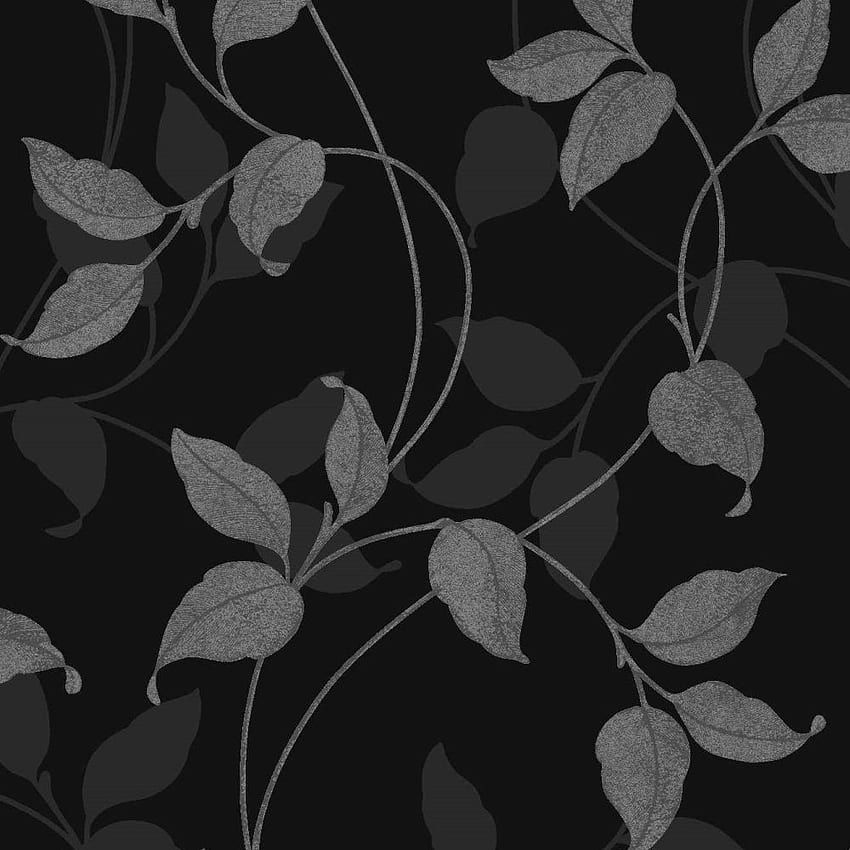 Arthouse Capriata Leaf Vinilo de peso pesado - 290300, negro y plateado fondo de pantalla del teléfono