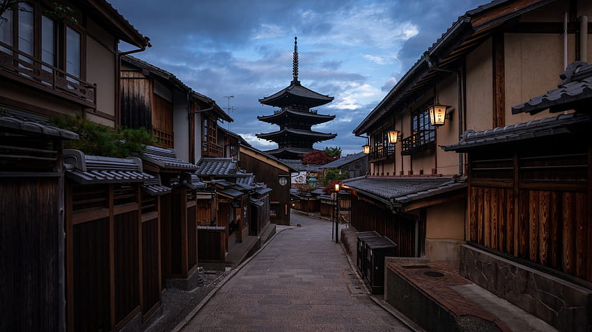 Kyoto Japan Street Pagodas temple Вечерни градове, японски Киото HD тапет