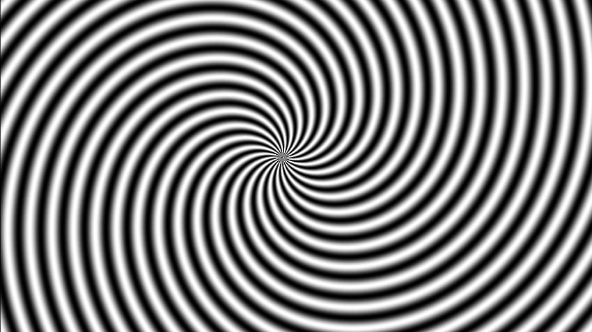 Abstrato em espiral de ilusão de ótica preto e branco, redemoinho preto e branco papel de parede HD