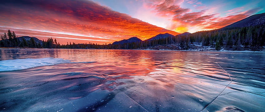 Frozen lake, sunset, winter, skyline, nature, dual wide, , , background,  2300, 2560X1080 Nature HD wallpaper | Pxfuel