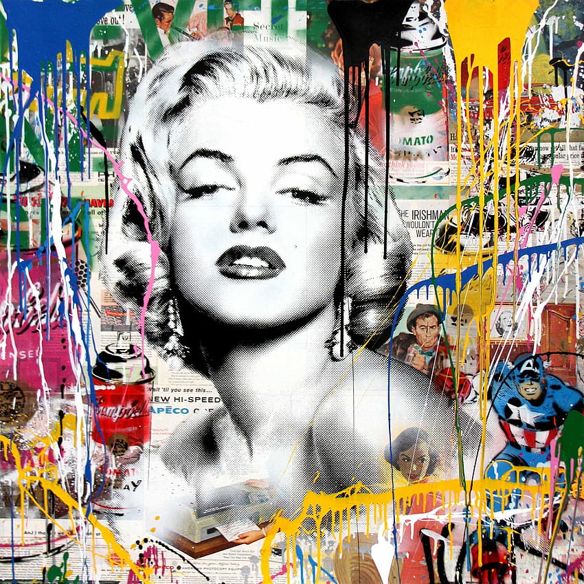 Mr. Brainwash, Marilyn Monroe 2017, Siebdruck und Mischtechnik auf Papier. Pop Art Marilyn, Mr Brainwash Art, Marilyn Monroe Art HD-Handy-Hintergrundbild