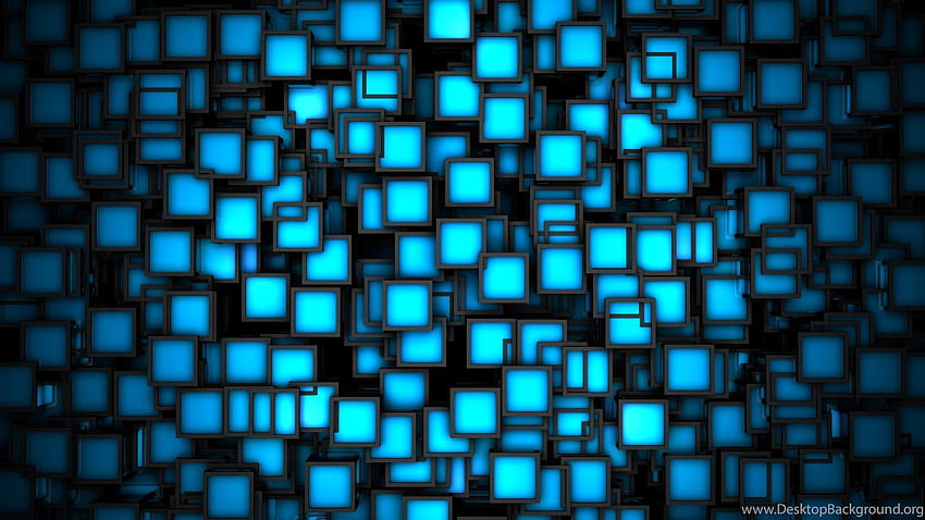 Cubos Super Cool de neón azul 3D negro, neón ultra oscuro fondo de pantalla