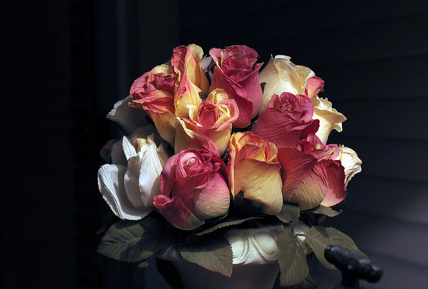 bouquet artificiale, fresco, bouquet, fiori, rose Sfondo HD