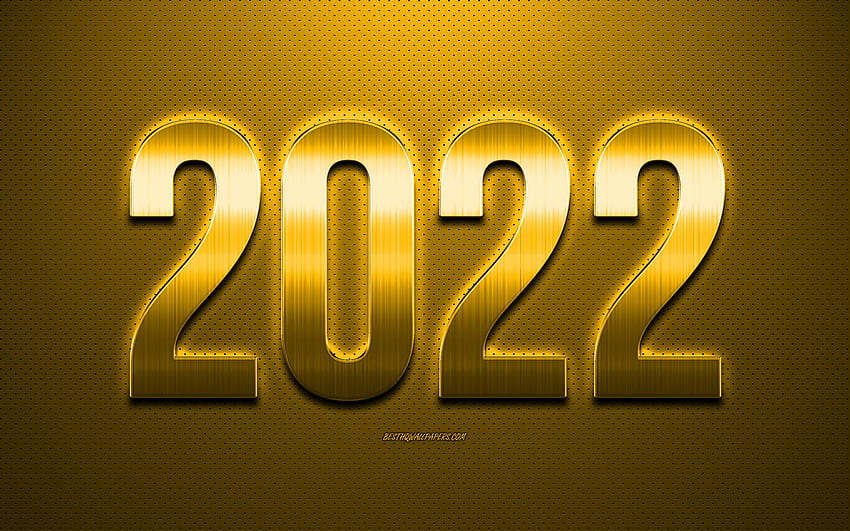 2022 New Year, Yellow 2022 background, Happy New Year 2022, Yellow leather texture, 2022 concepts, 2022 background, New 2022 Year HD wallpaper